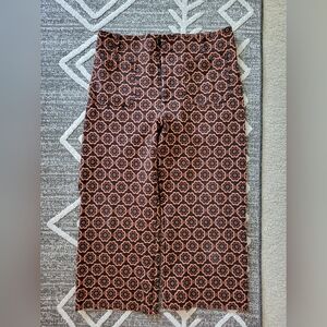 Maeve Anthropologie Pants The Colette Cropped Size 34 Wide Leg Orange Black